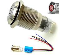 YIYIDA Commutateur de bouton de klaxon de voiture 12V LED auto-verrouillage verrouillage bouton-poussoir commutateur16mm bouton de démarrage interrupteur ON/OFF commutateur d'alimentation de voiture