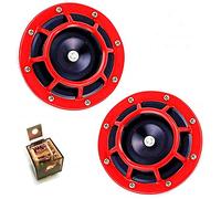 YIYIDA Eletric Car Horn Klaxon de Voiture 12V 135DB Disc Type de Voiture Corne Super Fort Haute et Basse Twin Horn kit avec Support pour Voitures Motos Bateaux camions Vans Motos Bateaux SUV ect