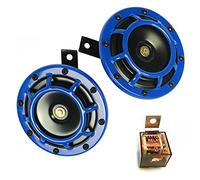 YIYIDA Klaxon bleu en métal (135 dB, 12 V) pour voitures, camions, motos, SUV, bateau, camionnette, bus