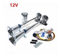 YIYIDA Klaxon de camion Klaxon pneumatique 12V Klaxon de voiture argent 165db Corne de trompette à double tube Klaxon à air