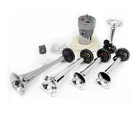 YIYIDA Klaxon de Musique Dixie Car Horn 160db - Trompette à Cinq Tubes Argent Avec Pompe à Air - Pour Voiture, Navire, Bateau 12V