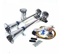 YIYIDA Klaxon de voiture 12V ton aigu bas, double tube, 165 dB, trompette en zinc chromé, pour camion, moto, van, bateau, train, etc.
