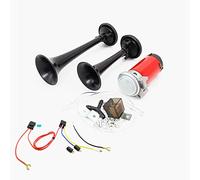YIYIDA Klaxon de voiture 135db corne de l'air haut-parleur trompette double ton contient des tonalités Treble basses et un kit de pompe à air compresseur pour tout camion 12V car SUV train bateau etc
