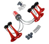 YIYIDA Klaxon de voiture 160db Air horn Haut-parleur à cinq tubes rouges Trompette d'air Avertisseur d'alarme Installation facile Trompette musicale Car horn pour 12V voiture camion bateau etc