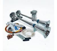 YIYIDA Klaxon de voiture 170 dB - 24 V - Zinc chromé - Argenté - Pompe à air - Compresseur - Double tube - Pour voiture, train, bateau