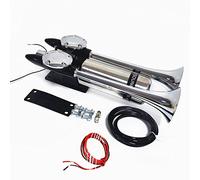 YIYIDA Klaxon de voiture 170 dB double tube acier inoxydable argenté convient pour voitures, bateaux, camions 12 V/24 V