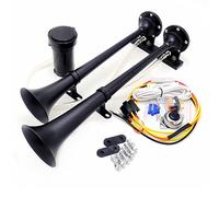 YIYIDA Klaxon de Voiture 24V 165DB Chrome Zinc Double Trompette Avec Compresseur Haut-Parleur Haut et Bas Pour Camion Train Bateau