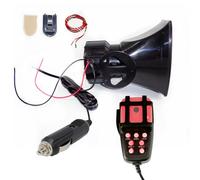 YIYIDA Klaxon de voiture 7 tons Installation simple Allume-cigare 135db Amplificateur sonore d'urgence avec lumière rouge Micro Système de haut-parleur PA Avertisseur Horn pour 12V camion bateau ect