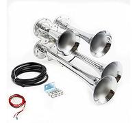 YIYIDA klaxon de voiture Argent à quatre tubes double klaxon 12V 150DB haut-parleur électrovanne tuyau La valve électromagnétique pour voiture chaque camion de véhicule forme des bateaux avec Grand