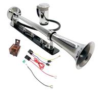 YIYIDA Klaxon de voiture Car horn Klaxon de bateau Haut-parleur 150db Air horn argent Accessoires d'installation ajustables zinc chromé Trompette d'air pour 12V camion Lorry Boat Car ect
