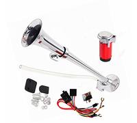 YIYIDA Klaxon de Voiture Chrome Zinc 150DB 45cm Trompette Simple Avec Compresseur de Pompe à Air Rouge Pour 24V Camion Bateau