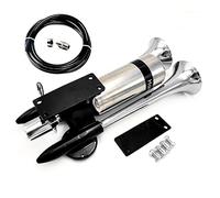 YIYIDA Klaxon de Voiture et Bateau Prolonger le Son - Air Horn Argent Double Tube Super Fort Avec Réservoir d'Air en Acier Inoxydable - Pour 12v 24v Train Bateau Camion