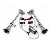 YIYIDA Klaxon de voiture Klaxon d'air de voiture Trumpet 165db Chrome Zinc Bateau Horn argent 12V Haute et basse Tone Trompette de camion deux tubes Car Horn Pour 12V Truck Yacht etc