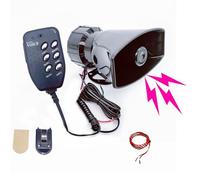 YIYIDA Klaxon de voiture sirène sonore de police 6 tons Trompette d'alarme 135db Trompette d'air volume réglable noir voiture alarme corne Haut-parleur Car Horn pour 12V voiture bateau bateau etc