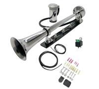 YIYIDA Klaxon de voiture Trompette d'air Corne marine conception innovante et accessoires réglables Haut - parleur 150db Car Horn argent Chrome Zinc compresseur pour 12V voitures camions bateaux etc