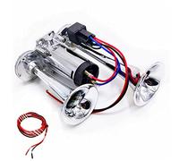 YIYIDA Klaxon Électrique 12V Double Tube 165db - Trompettes Haut et Bas Ton Argent Étanche pour Voiture, Camion, Bateau, Moto