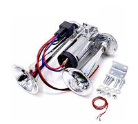 YIYIDA Klaxon électrique de voiture Trompettes Klaxon de voiture 160DB Zinc Chromé Klaxon à tonalité aiguë et à tonalité grave Double tube Silve klaxons de camion Horn pour 12V bateau voiture ect
