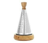 Yiyifor Râpe de Cuisine en Inox de Qualité Supérieure - Avec Bol en Bois et Fonction Antidérapante - Style Vintage Conique pour Fromage Parmesan, Légumes, Fruits