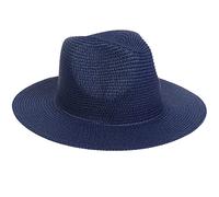 YiyiLai Chapeau de Paille Homme Femme Capeline Plage Large Bord Panama Protection de Soleil Soirée Piscine Bleu Marine