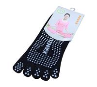 YiyiLai Chaussettes de Sport Yoga Femme Coton Mélangé Orteil Complet Doigts de Pied Antidérapante Noir