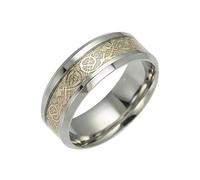 YiyiLai Simple Bague Lumineuse Dessin de Dragon Acier Inoxydable Or 62.4mm