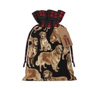 Yiyilong Golden Retrievers Sac cadeau de Noël imprimé avec cordon de serrage, sacs cadeaux de Noël pour cadeaux de Noël.
