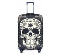Yiyilong Housse de valise élastique avec motif tête de mort et imprimé floral avec fermeture éclair, blanc/jardin opulent, m