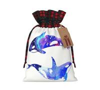 Yiyilong Orca Killer Whale Print Sac cadeau en lin avec cordon de Noël pour cadeaux de fête de Noël