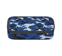 Yiyilong Trousse de rangement grande capacité pour fournitures de bureau, cosmétiques, articles de toilette Motif camouflage Bleu, Noir , Taille unique, Art Déco