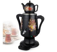 YIYIRAN Théière Turque électrique, Samovar Turc électrique, Théière en Acier Inoxydable De 3,5 L Et Pot en Céramique De 1 L, Arrêt Automatique, Fonction Maintien Au Chaud, pour Café, Aromatisé