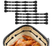 YIYIZI Aimants pour Airfryer 18cm - Lot de 8 Aimants Silicone Résistants à 350°C pour Papier Cuisson, Fixation Magnétique 360° Rotative Anti-Vol, Compatible Ninja, Philips, Cosori (Noir)