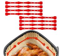 YIYIZI Aimants pour Airfryer 18cm - Lot de 8 Aimants Silicone Résistants à 350°C pour Papier Cuisson, Fixation Magnétique 360° Rotative Anti-Vol, Compatible Ninja, Philips, Cosori (Rouge)