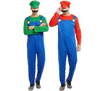 YIYUANIJI Super Frères Costume Classique de pour Adultes/Costume de Héros de l'enfance,avec Casquette et Moustache, pour Carnaval et Cosplay