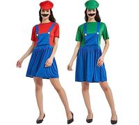 YIYUANIJI Super Frères Costume Classique de pour Adultes/Costume de Héros de l'enfance,avec Casquette et Moustache, pour Carnaval et Cosplay
