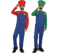 YIYUANIJI Super Frères Costume Classique de pour Adultes/Costume de Héros de l'enfance,avec Casquette et Moustache, pour Carnaval et Cosplay