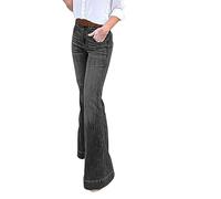 YIzdegg Bootcut Jean pour femme - Taille haute - Coupe ajustée - Avec boutonnière - Élégant - Confortable - Respirant - Skinny - Taille haute - Pour adolescentes et filles - Streetwear, Noir , 3XL