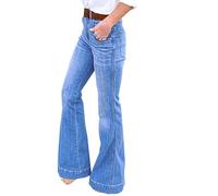 YIzdegg Bootcut Jean pour femme - Taille haute - Coupe ajustée - Avec boutonnière - Élégant - Confortable - Respirant - Skinny - Taille haute - Pour adolescentes et filles - Streetwear, bleu, 3XL