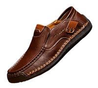 YIzdegg Chaussures à la main pour homme Chaussures décontractées en plein air Un talon plat Chaussures en cuir Aide au printemps Grande taille Chaussures de vache Taille 50 Homme, café, 38 EU