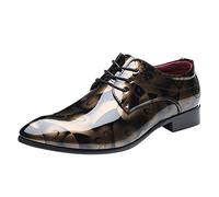 YIzdegg Chaussures de style classique à enfiler pour homme en polyuréthane avec semelle basse en caoutchouc et talon bloc Chaussures Torsion, or, 47 EU