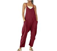 YIzdegg Combinaison longue pour femme : salopette sans manches Romper élégante Combinaison ample Jambe large Combishort avec grandes poches Grenouillère classique Une pièce Couleur unie Pantalon de