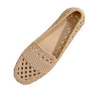 YIzdegg Damen Ballerinas Bequem Slip On Ballerina Schuhe Rutschfest Flache Stricken Sommerschuhe Sommer Elegant Schuhe Weiche Sportlich Tanzschuhe Für Alltag, kaki, 41 EU