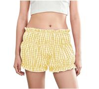 YIzdegg Ensemble de shorts pour homme et femme, décontracté, tendance, confortable, sexy, plaid, jaune, XXL