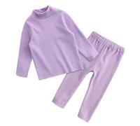 YIzdegg Ensemble de sous-vêtements thermiques pour filles et filles en hiver et col mi-long, Homewear, ensemble de 2 pièces pour bébé nouveau-né, lilas, 12-18 mois