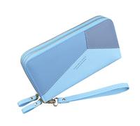 YIzdegg Étuis pour cartes de crédit Noir Femme Long Embrayage Grande Capacité Portefeuille Double Couche Épissage Contrasté Changement de Couleur Sac à Main Porte-monnaie Femme, bleu, Taille unique