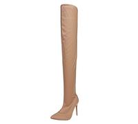YIzdegg Fashion Toe High Pointed The Boots Thin Solid Knee Over Chaussures Talons Femme Couleur Bottes Femme Bottes Antidérapantes Chaussures Femme, kaki, 40 EU