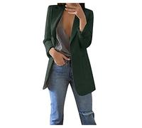 YIzdegg Longblazer Blazer Blazer élégant pour femme - Couleur unie - Manches longues - Veste de costume de bureau avec poche - Veste d'affaires avec boutonnière - Vêtement d'extérieur - Coupe ajustée