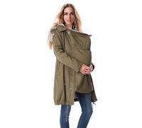 YIzdegg Manteau d'hiver chaud en coton pour femme avec col en fourrure, zip complet, manteau de maternité avec espace pour bébé, manteau oversize, chaud, coupe-vent, veste d'entre-saison, AG, S