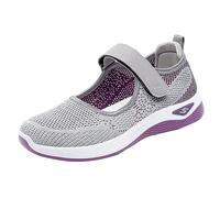YIzdegg Orthopädische Femme Atmungsaktive Sportschuhe Weiche Bequem Turnschuhe Vermascht Schnell Orthopädische Schuhe Leichte Rutschfeste Mesh Memory Schaum Freizeitschuhe Sneaker, gris, 37 EU