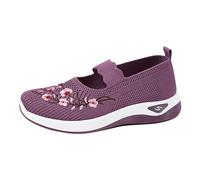 YIzdegg Orthopädische Schuhe Mit Blumen - Atmungsaktive Sportschuhe Weiche Bequem Turnschuhe Vermascht Schnell Orthopädische Schuhe Leichte Rutschfeste Mesh Memory Schaum Freizeitschuhe, lilas, 37 EU
