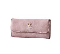 YIzdegg Portefeuille pour homme - Grand passeport - Couleur unie - Décoration - Hasp - Plusieurs compartiments pour cartes - Pochette multifonction, Rose, Taille unique